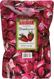 Trader Joe's Dried Fruit Freeze Dried Strawberries Unsweetened and Unsulfured 1.2 OZ (3 Pack )