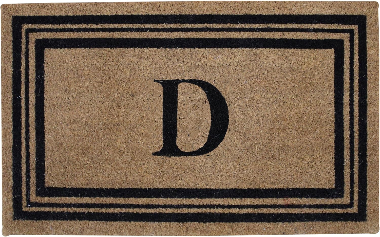 Monogram Printed Coir Fiber Doormat 18x28 Non-Slip Rug, Durable Outdoor/Indoor Mat, Entryway, Front Door, Porch, Patio, Welcome Mat, Letter D