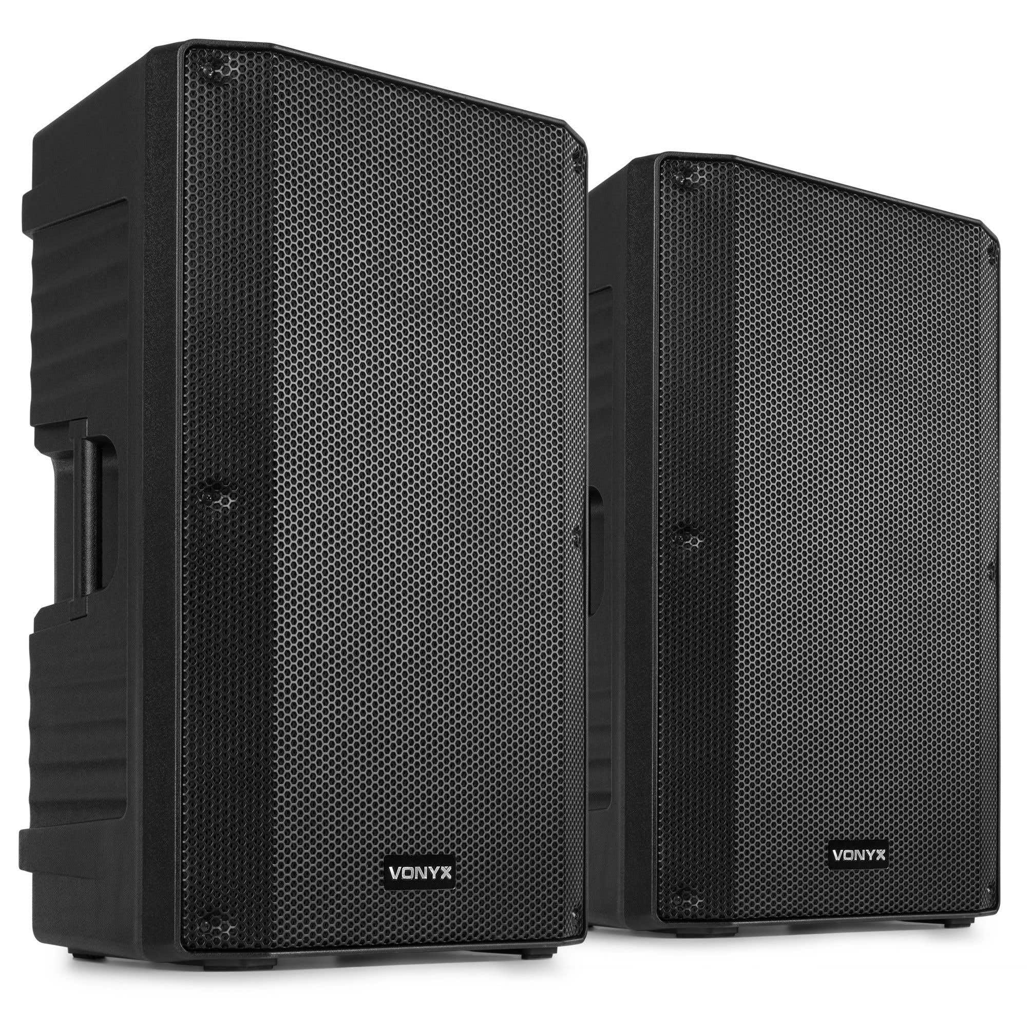 Vonyx VSA10P - Juego de Altavoces pasivos 10” 1000W con Carcasa ABS Resistente, Asas y Ruedas, Ideal para música, Voz y Canto en Eventos, escenarios y Uso móvil Profesional