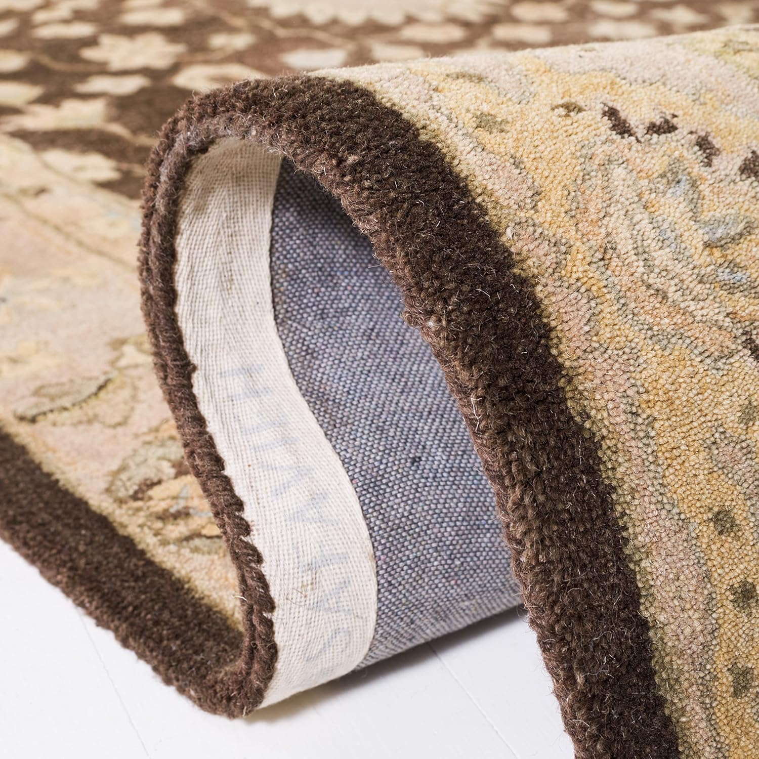 SAFAVIEH Area Rug 8x10 - Anatolia Collection - Large - Chocolate & Ivory, Handmade Wool, Traditional Oriental Design, Ideal for Living Room, Bedroom, Office, Dining Space (AN564A)