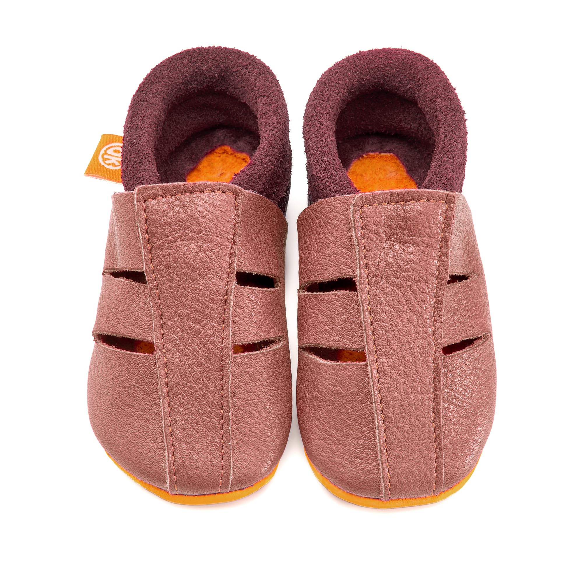 Amigo Sandale KITA-Hausschuhe – Kinder Barfußsandale aus Bio-Leder, Atmungsaktive Lauflernschuhe mit rutschfester Gummisohle für Jungen & Mädchen