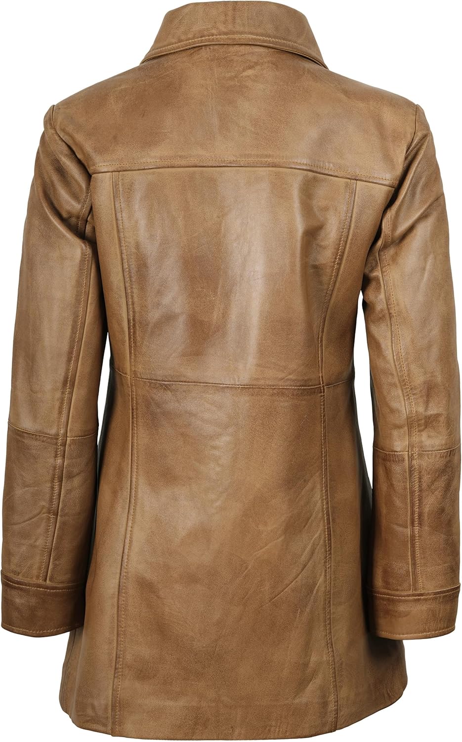 Blingsoul Womens Leather Jacket - Vintage Style Long Leather Jacket Women - Image 4