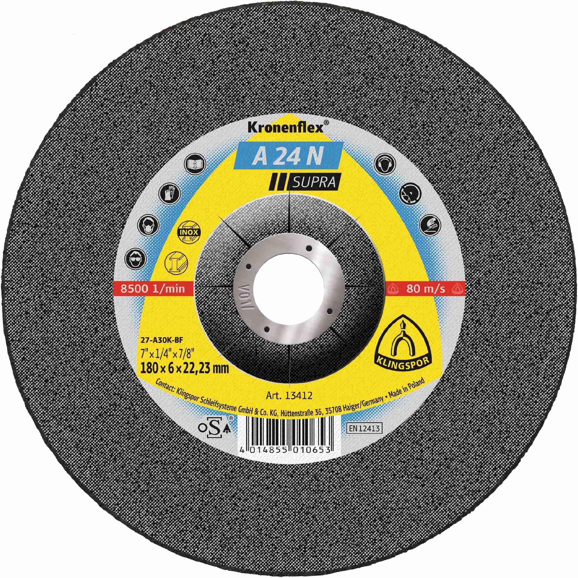 Klingspor A 24 N Lot de 10 Rondelles Coudées Disques Abrasifs Meuleuse 230 x 6 x 22,23 mm