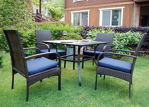 Miniatura 5 de SAILARY Sillas de comedor de mimbre para patio con cojines acolchados sillas de ratán para exteriores con soporte para reposabrazos de 350 libras