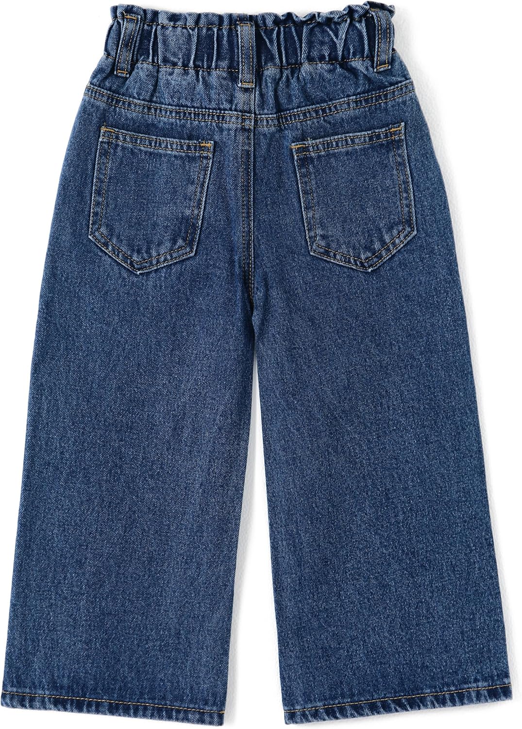 KIDSCOOL SPACE Baby Girls Jeans,Toddler Elastic Waist with D-Ring Slant Pockets Wide-Leg Denim Pants - Image 2