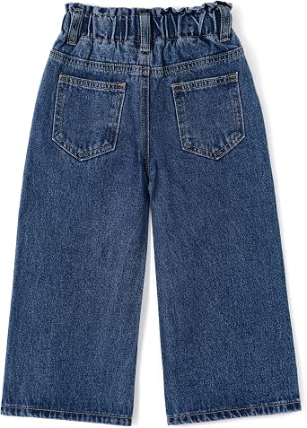 KIDSCOOL Little Toddler Girl Jeans Paperbag High Waist Wide Leg Denim Pants