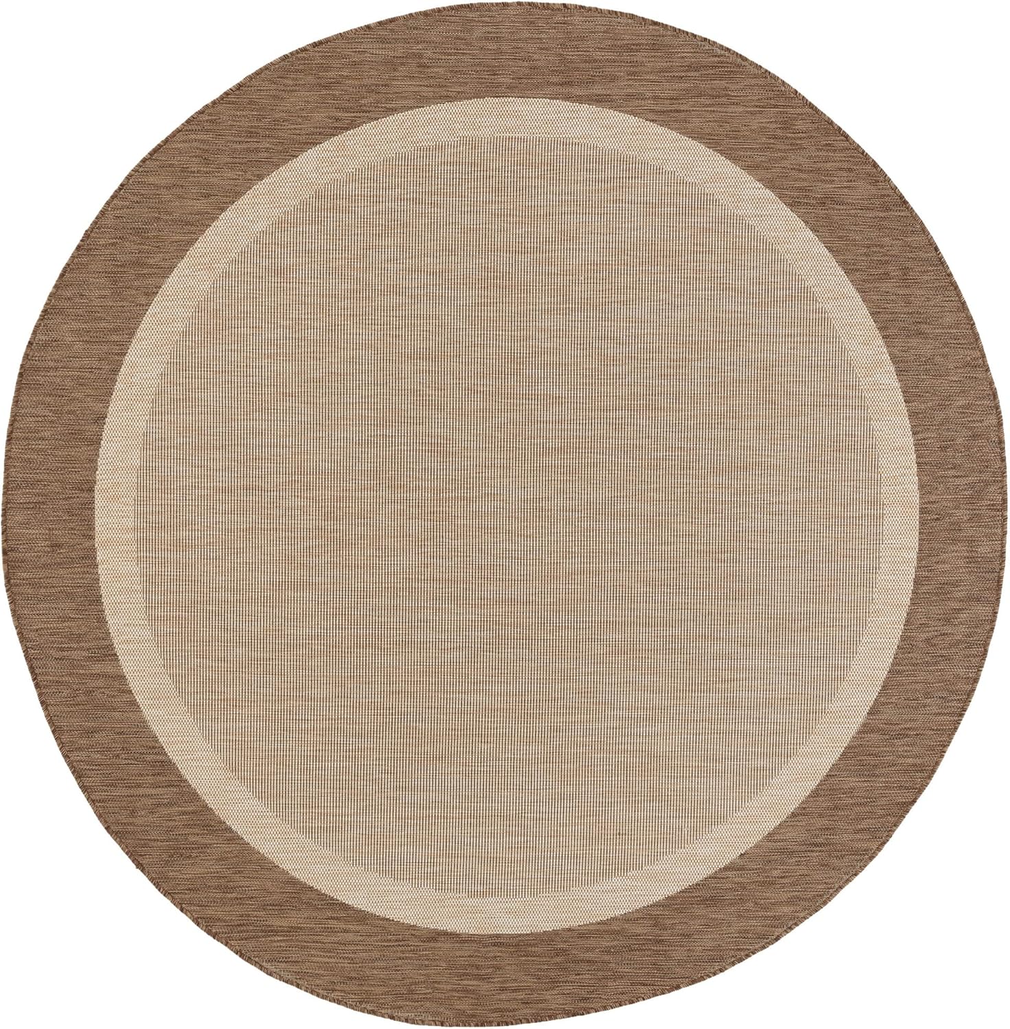 Brown Water Resistant 7'10'' (Approx. 8ft) Round Indoor Outdoor Rug | Outdoor Rugs for Patios, Deck, Porch, Entry, Entryway | Outside Area Rug | Outdoor Patio Rug