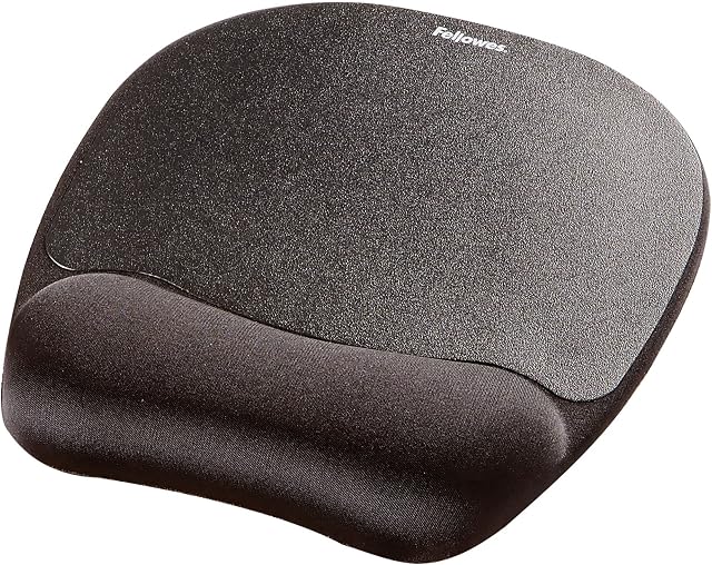 Fellowes Memory Foam Mouse Mat with Wrist Support - Ergonomic Mouse Pad for Computer Laptop - Black