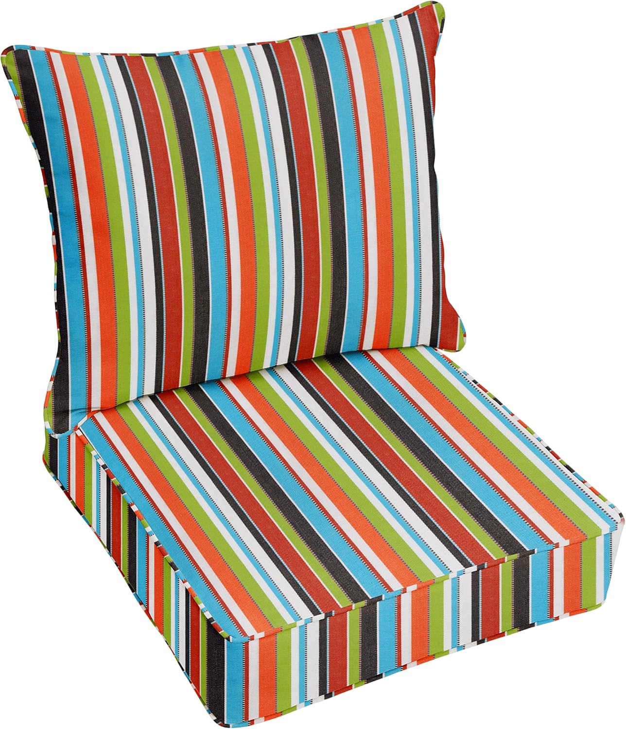 Sorra Home Sunbrella Deep Seating Cushion Set - Outdoor Chair Pad & Back Pillow, Water & Fade Resistant for Patio Furniture with Plush Foam - Carousel Confetti (23" x 25" x 5")