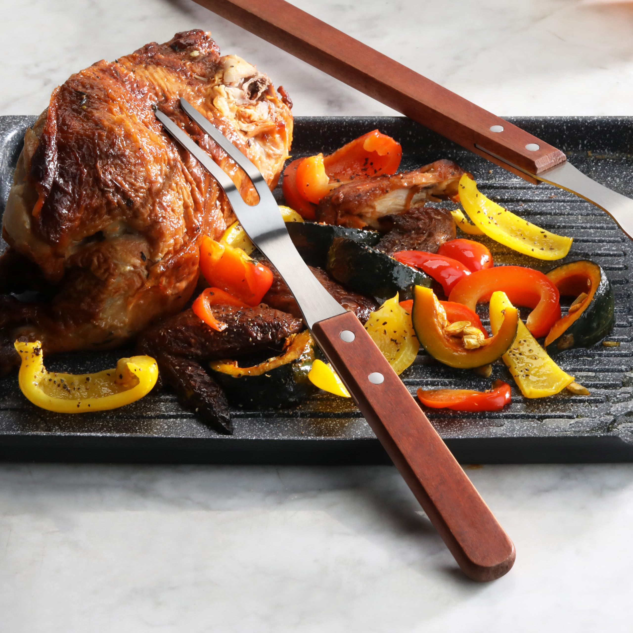 New Star Foodservice 38224 Holz Griff Grill Gabel, 33 cm