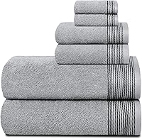 Vista 21 de Belizzi Home Juego de 6 toallas de 100% algodón ultra suave, contiene 2 toallas de baño de 28 x 55 pulgadas, 2 toallas de mano de 16 x 24 pulgadas