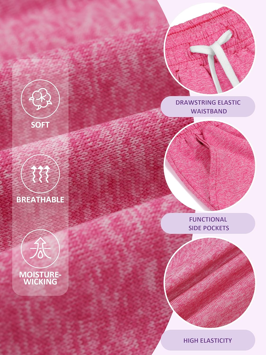 Resinta 5 Packs Youth Girls Athletic Shorts with Drawstring Pockets Girls Soccer Running Shorts for Yoga Workout Dance - Image 4