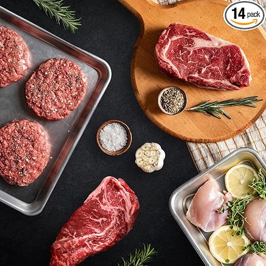 MeatWorks USDA Prime Griller's Variety Gift Set – 8 Cuts: Chicken Breasts, Ground Beef Patties, NY Strip & Ribeye Steaks (Approx. 6.5 lb) – Meat Sampler & Gift for Men