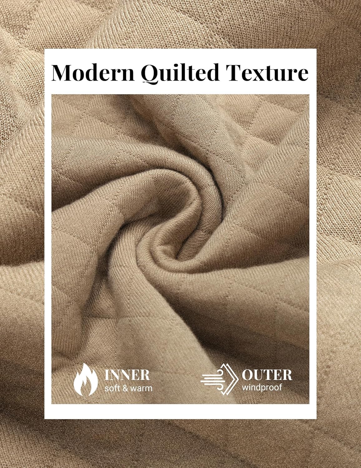 COOFANDY Mens Quarter Zip Pullover Quilted Sweatshirt Knit Long Sleeve Mock Neck Sweater Polo with Pocket - Image 6