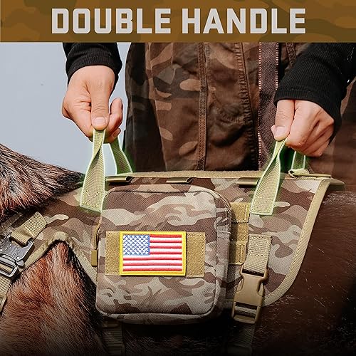 Miniatura 11 de Forestpaw Arnés para perro de tamaño mediano, arnés táctico para perro con asa, chaleco de servicio militar sin tirones con bolsillos ajustables