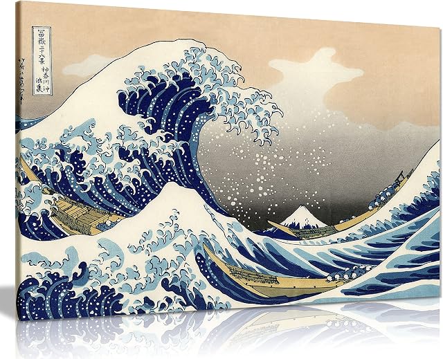 Katsushika Hokusai The Great Wave Off Kanagawa Canvas Wall Art Picture Print (24X16)