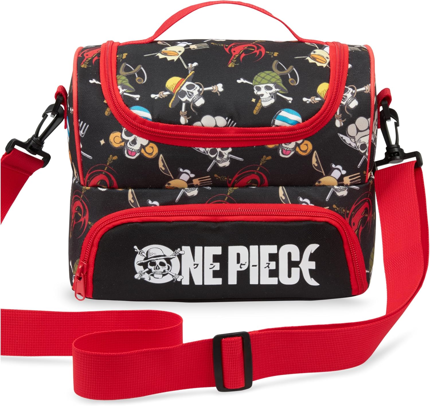 Get Trend One Piece Anime Boys Insulated Lunch Bag for School, Picnic | Dual Compartment Kids Cooler Bag with Adjustable Shoulder Strap, Wipe Clean Snack Bag, School Supplies, Manga Gifts for Boys
