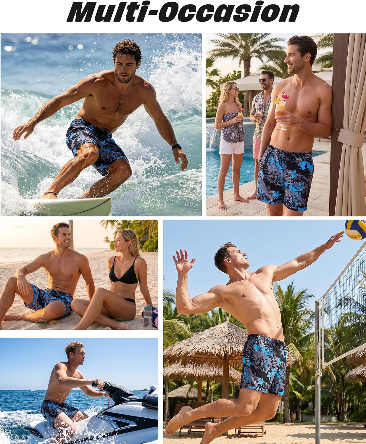 Mens Swim Trunks 7 Inch Quick Dry Compression Liner Swim Shorts