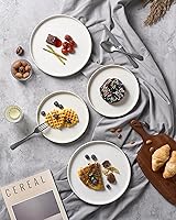 Vista 6 de famiware Star Platos de Ensalada para 6, Juego de Platos de 8 pulgadas, Vajilla de Gres, Platos Pequeños para Postre, Ensalada, Aperitivo, Blanco