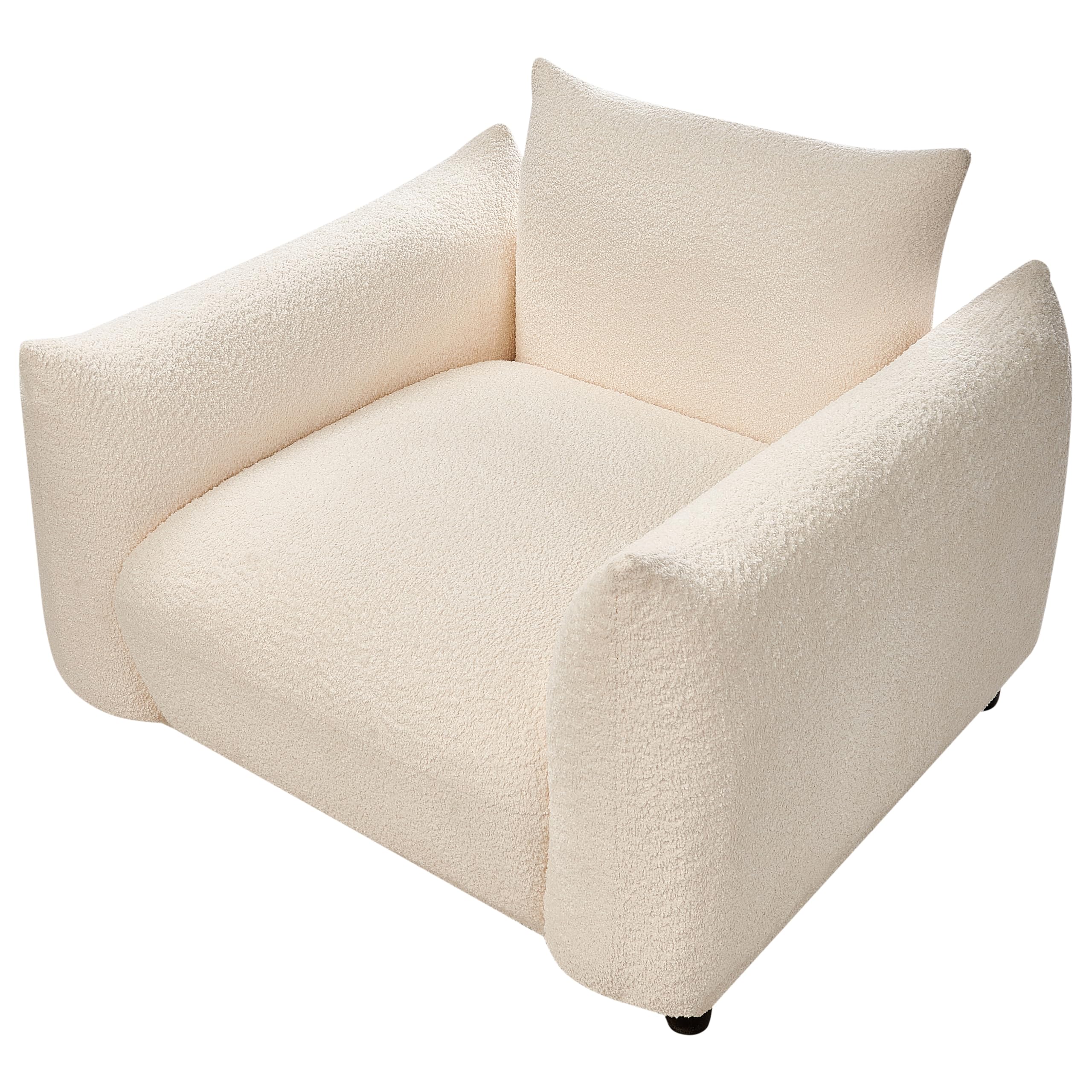 Beliani Sessel Bouclé Creme weiß mit schwarzen Beinen gepolstert niedriges Design Jamsa