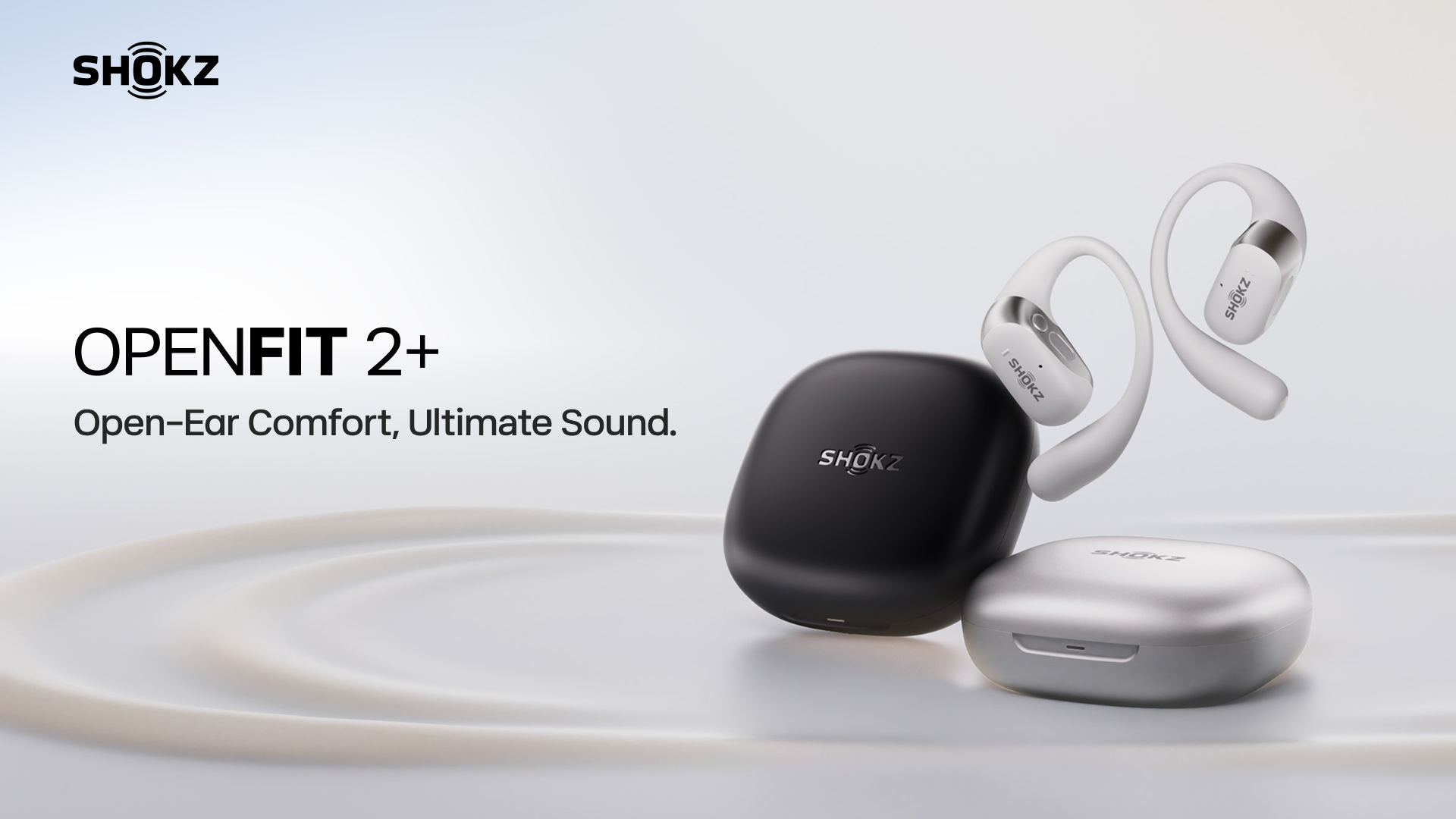 SHOKZ OpenFit 2+ Open-Ear Headphones, Wireless Bluetooth Headsets