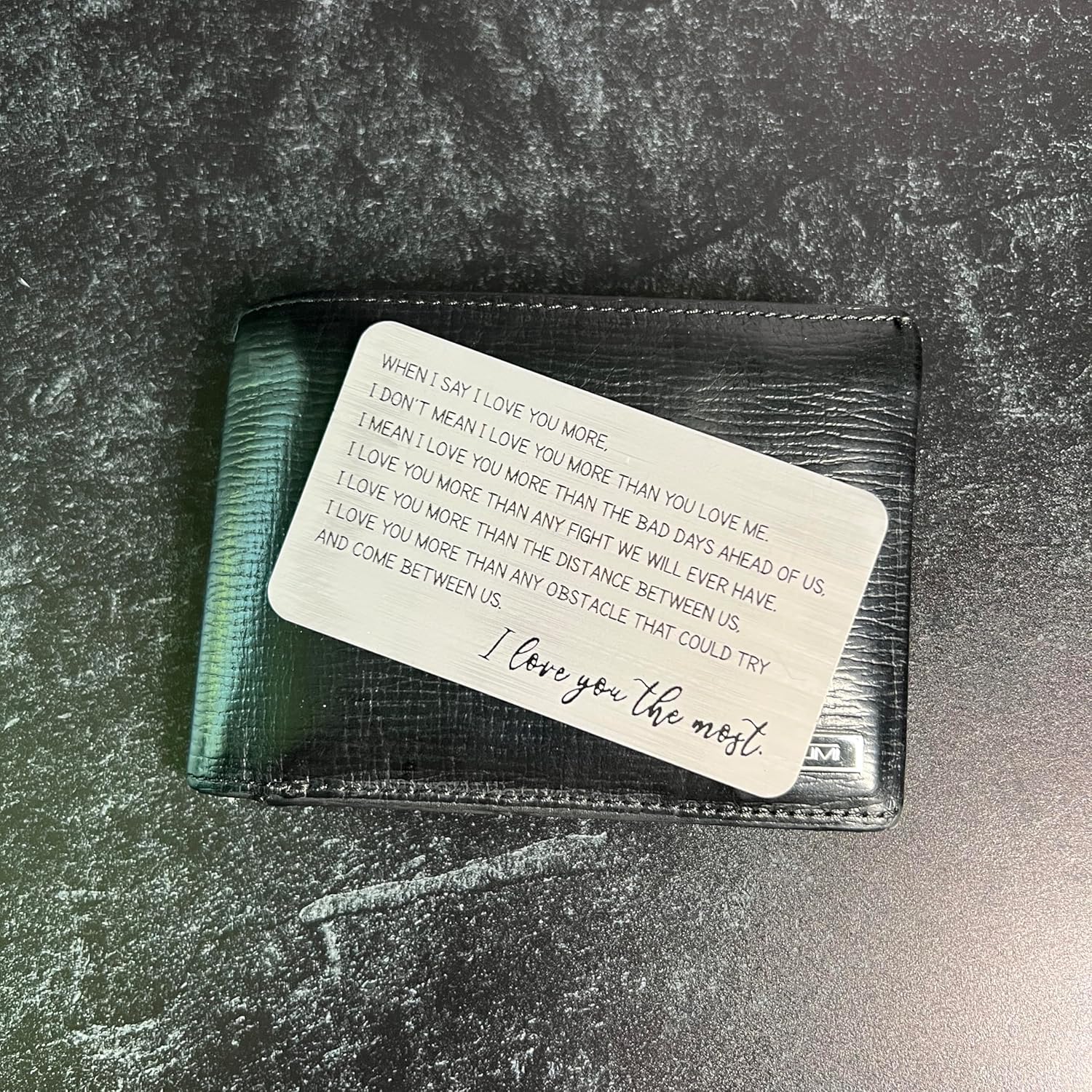 Love You Most Metal Wallet Card; Engraved Photo Wallet Insert for Boyfriend, Husband