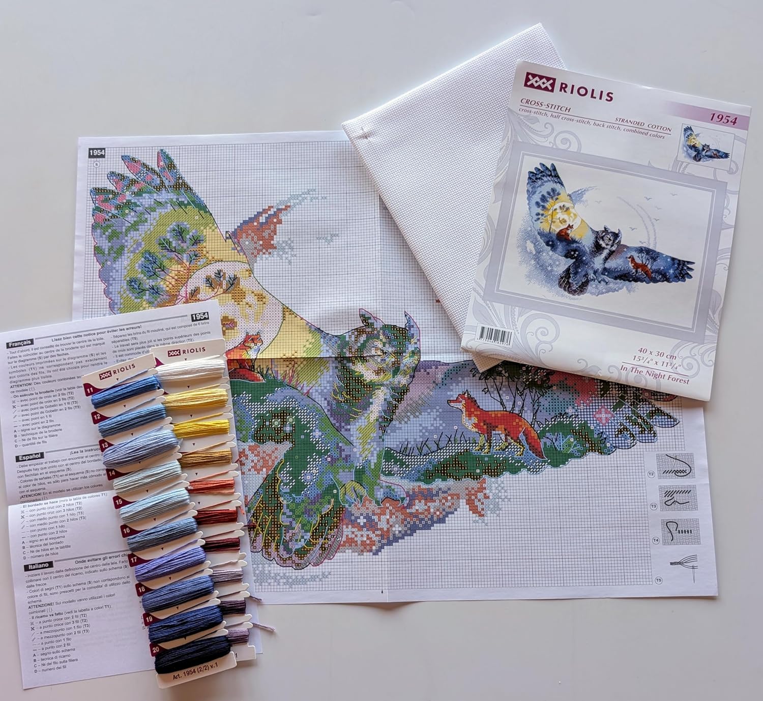 RIOLIS - in The Night Forest 1954, Cross Stitch Kits 15¾" x 11¾", Cross Stitch Kits for Beginners & Advanced, Crossstitching Kit Adult, Embroidery Counted Stitching Kit