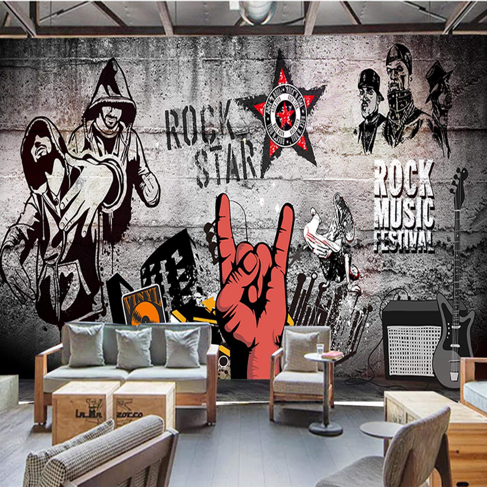 3D Soggiorno Carta Da Parati Moderna Rock Hip hop Murale KTV Musica Bar Sfondo Decorazione Della Parete Arte