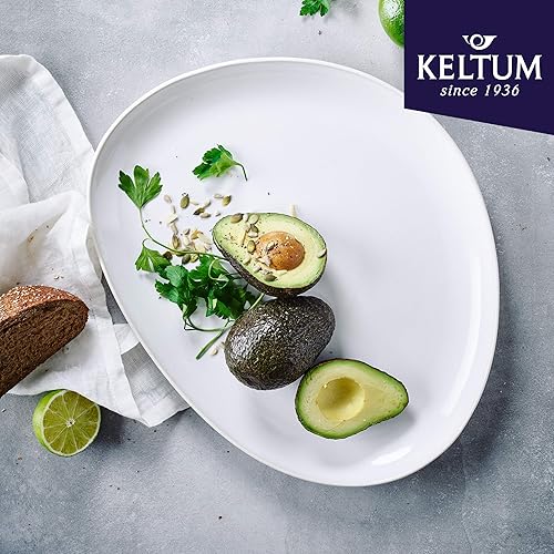 Miniatura 3 de Plato de servir de gres esmaltado blanco de algodón, 15"