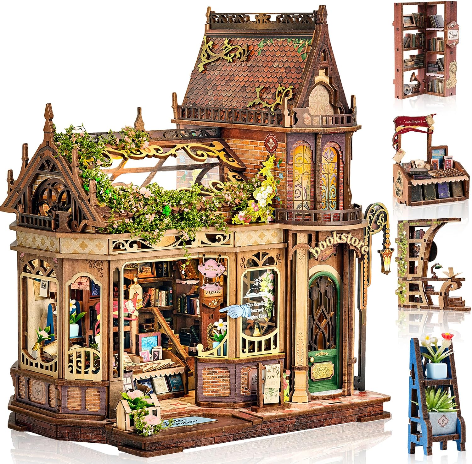 CRIOLPO Book Nook Kits Miniature House Kit for Adults with LED Lights