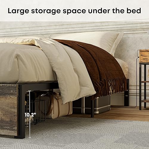 Miniatura 7 de IRONCK Marco de cama King con 2 cajones de almacenamiento XL marco de cama de plataforma de acero fuerte con doble soporte reforzado no necesita