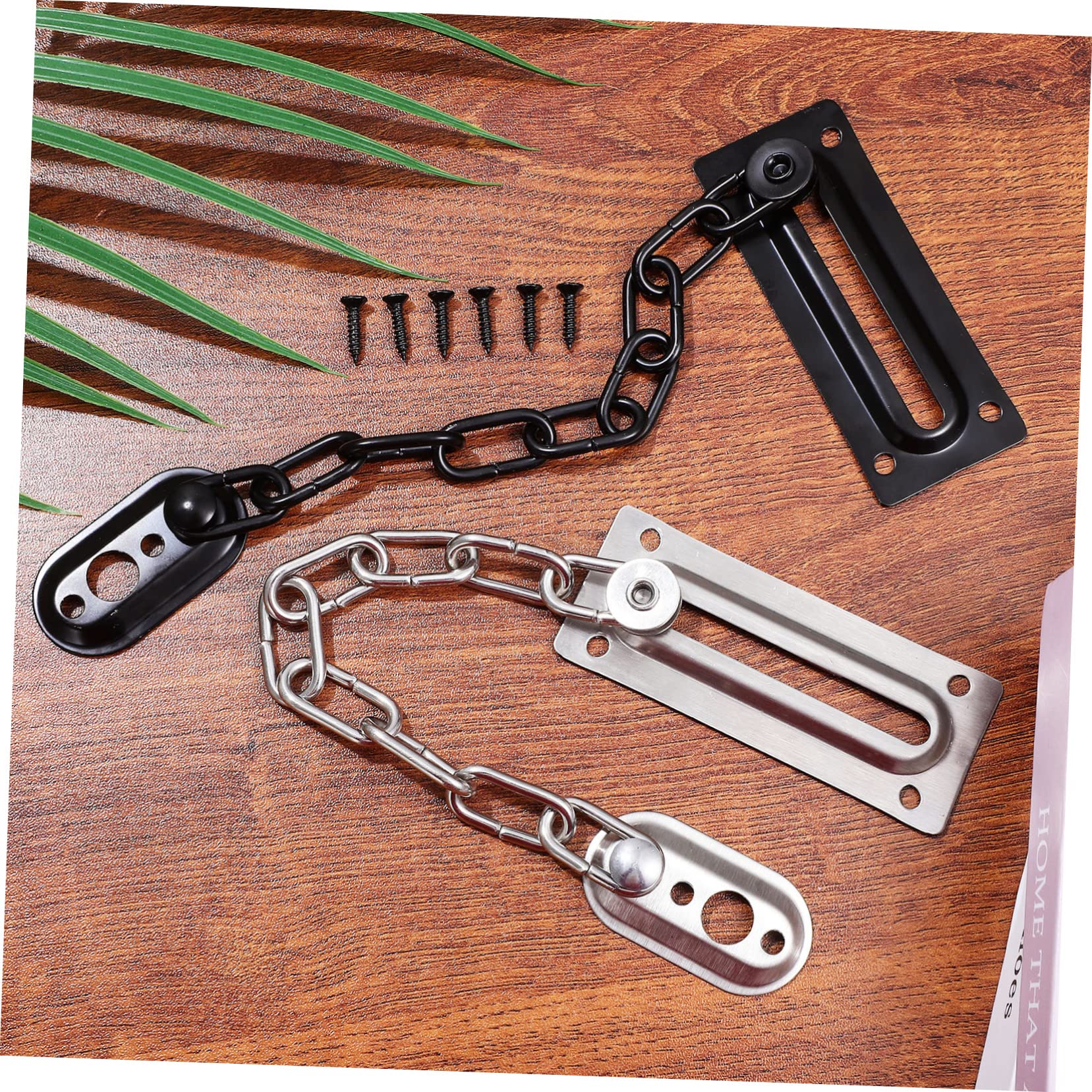 NUOBESTY 4pezzi Catena Per Porta in Acciaio Inox Lucchetto Catena Per Porte Interne Ed Esterne Sicurezza Per Casa Ufficio e Appartamenti Fissaggi Inclusi