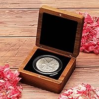 Vista 6 de Caja de presentación de monedas de madera de nogal individual Caja de almacenamiento cuadrada de 3.1 in y cápsulas de monedas de plástico con junta
