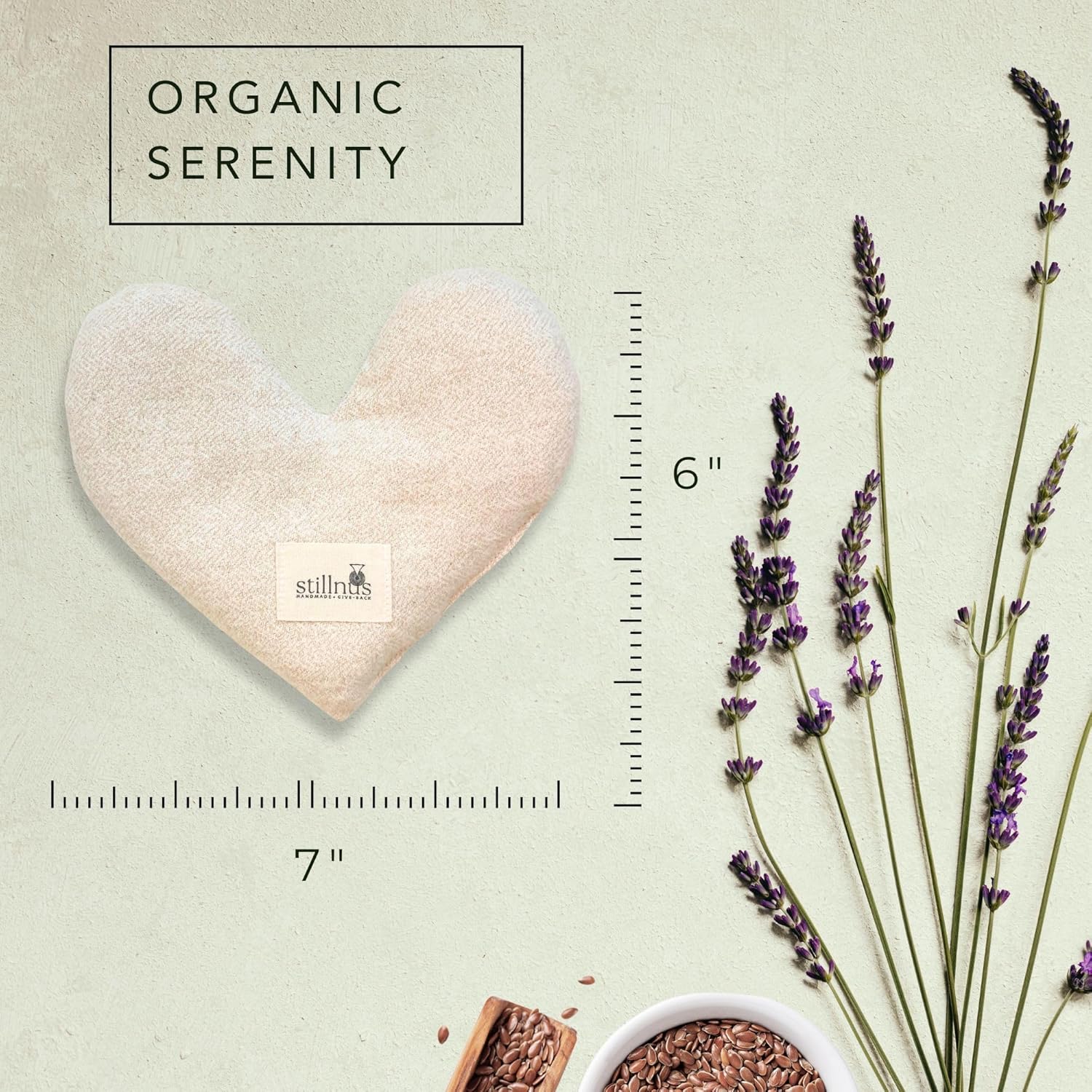 Stillnus First Light Weighted Eye Pillow – Organic Flaxseed & Lavender, Heart Shaped, Relaxation & Feel Better Gift for Women