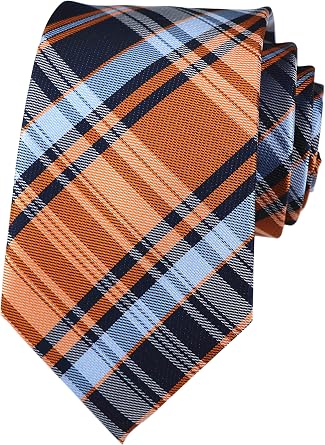 Kihatwin Mens Gingham Check Stripe Ties Pattern Business Formal Designer Neckties 3.15"