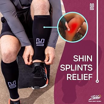 Modetro Sports Calf Compression Sleeves Men Women - 20-30mmhg Shin Splints Support - Calf Support (Black-2pairs, S)