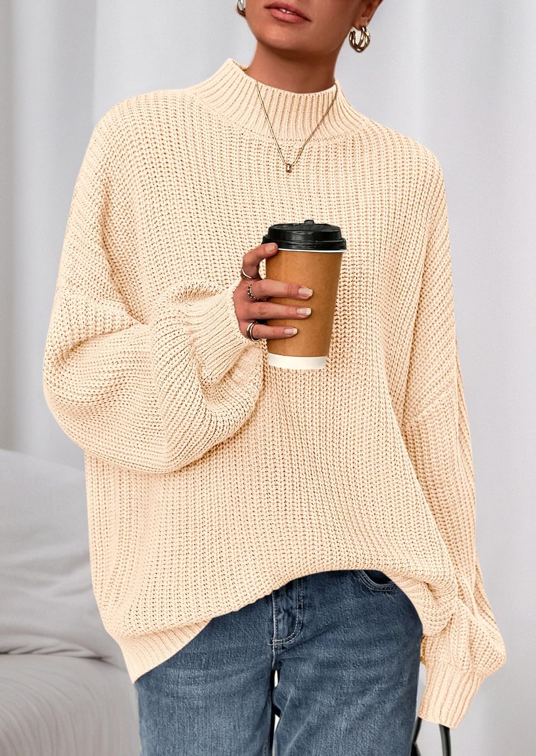 PRETTYGARDEN Fall Oversized Sweaters for Women Chunky Knit Long Sleeve Turtle Neck Pullover Jumper Tops Cozy Winter Clothing - Image 8