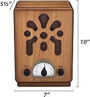 Vista 4 de ClearClick Classic Vintage Retro Style AM/FM Radio with Bluetooth - Handmade Wooden Exterior Brown