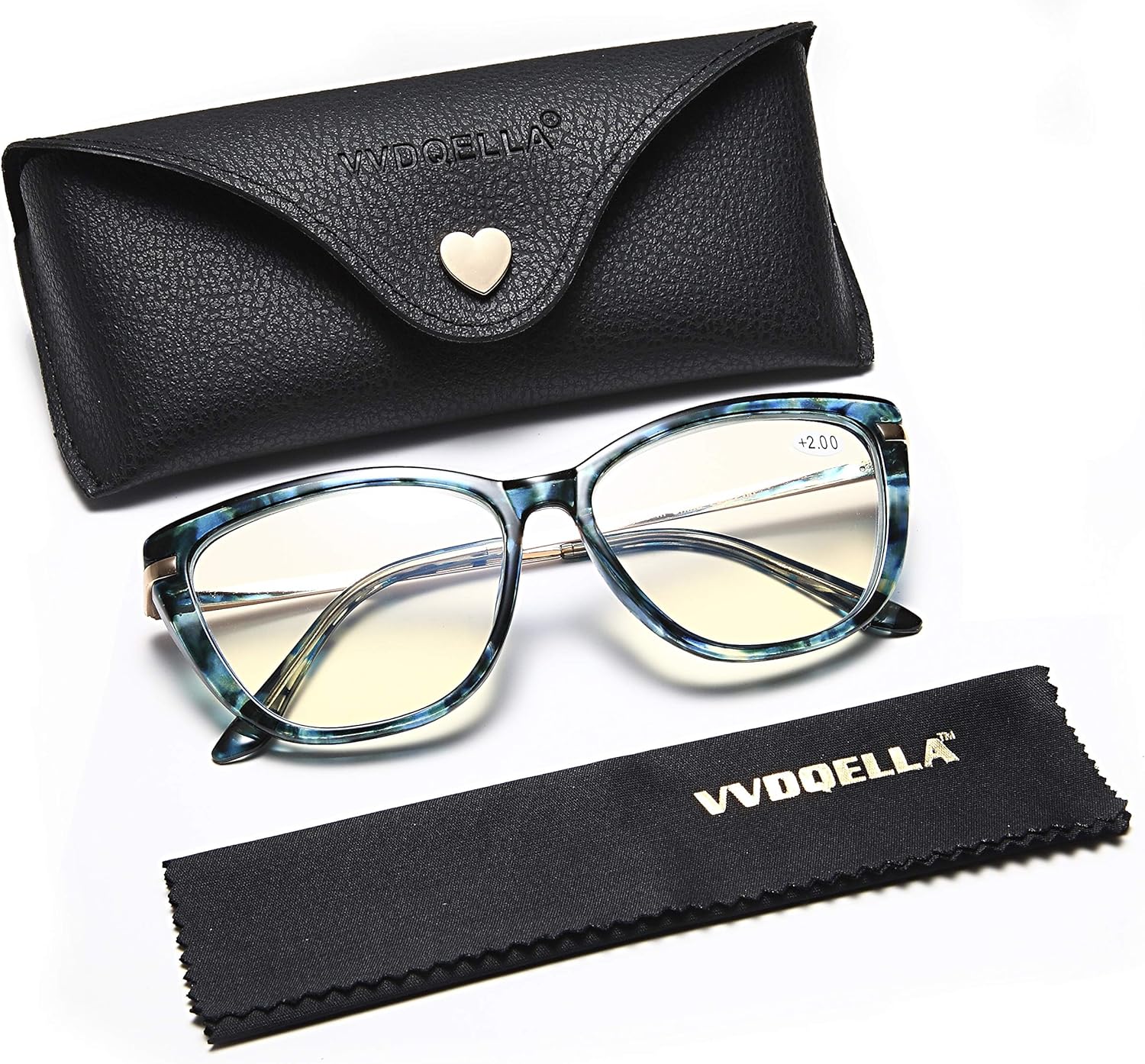 Buy 1 get 1 VVDQELLA Womens Ladies Oversized Cat Eye Reading Glass, Blue Light Blocking Glasses, Spring Hinge Modern Eyeglass Frame