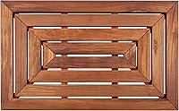 Vista 12 de Alfombrilla de ducha y baño de estilo nórdico Premium de teca para uso interior + exterior Plataforma de madera antideslizante para spa, sauna