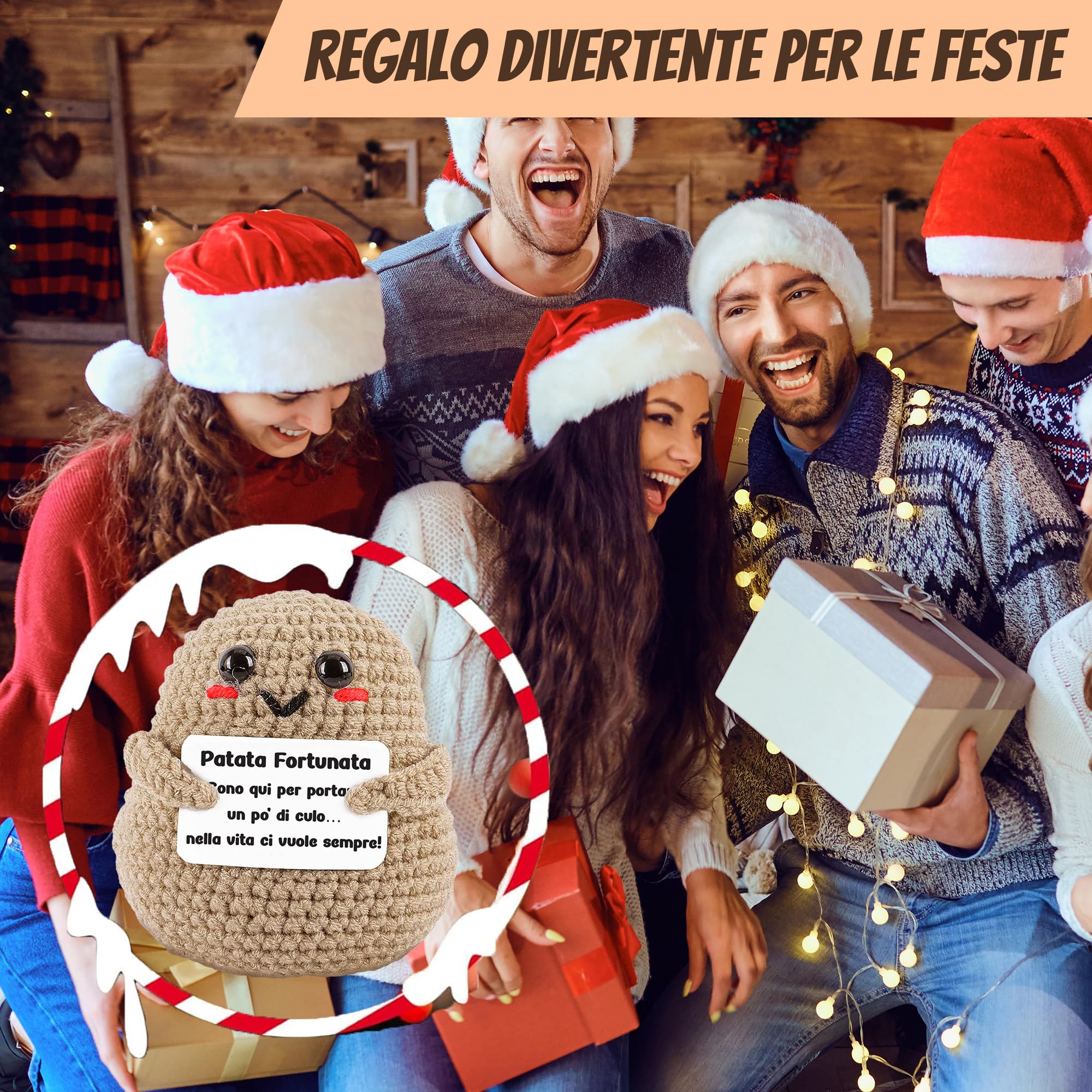 WELCOMAT Patata Portafortuna©, Positive Potato, Regalo Simpatici, Idee Regalo per Famiglia, Amici, Colleghi, Mini Peluche, Gadget Scrivania, Forma di Culo