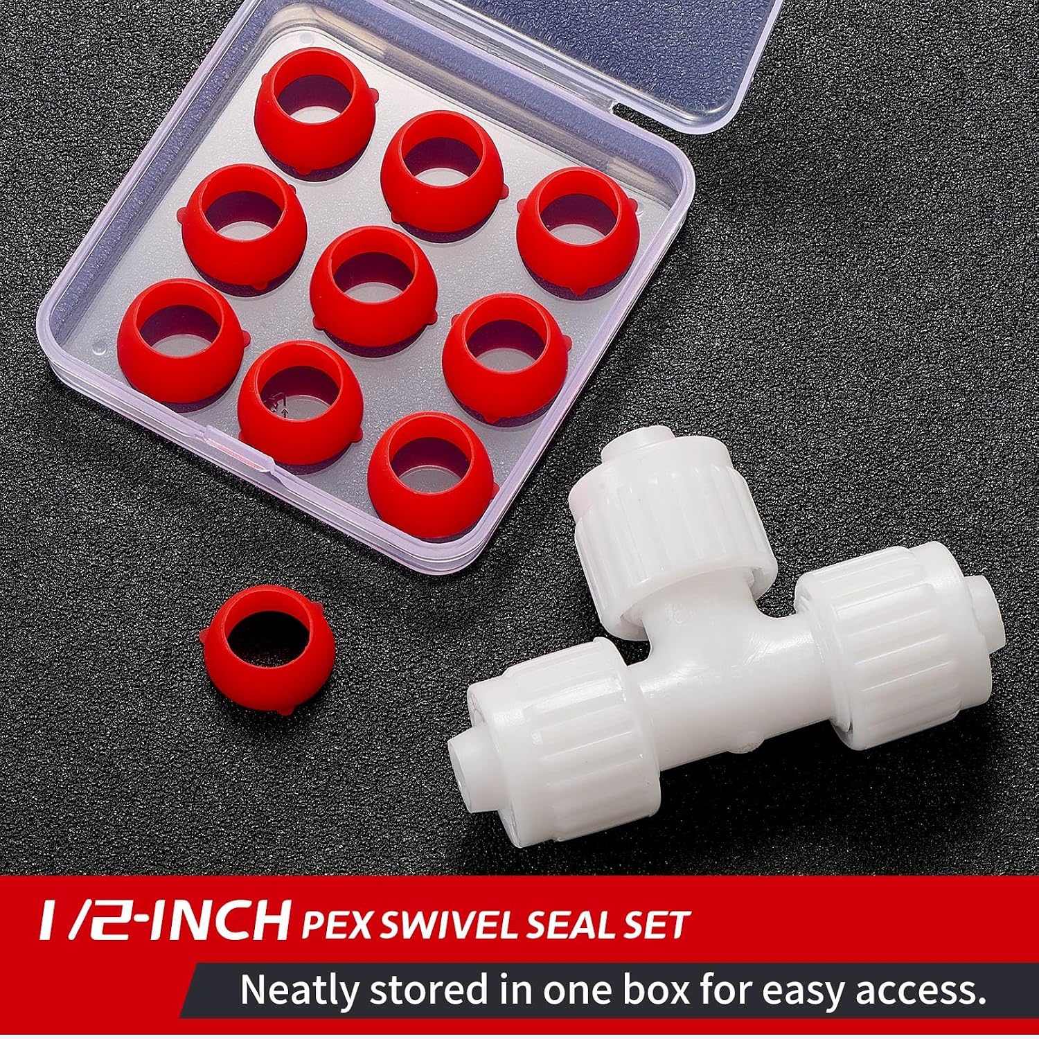 Litorange 16435 Silicone Swivel Seal, 1/2" PEX Swivel Cone Washer for RV Bathroom Valve & Shower Freshwater Hose(Pack of 10)