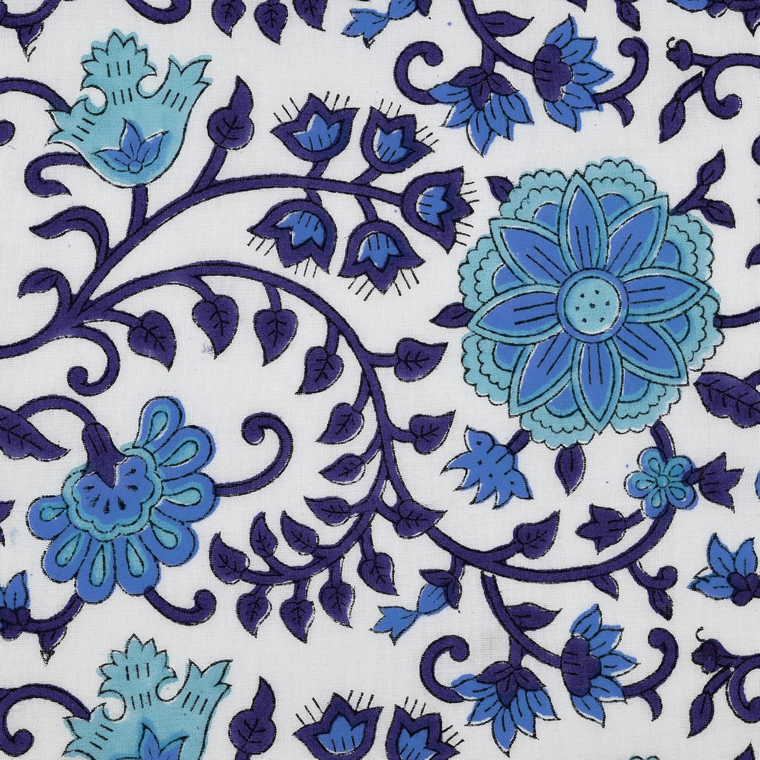 Hand Block Printed Fabric, Cotton Fabric, Indian Block Printed Fabric, Quilting fabric by the Yard, Women's Clothing, Gift for Her, Indian Printed Fabric, Fabric for Dress, Indian Cotton Fabric (2.5 Yard)