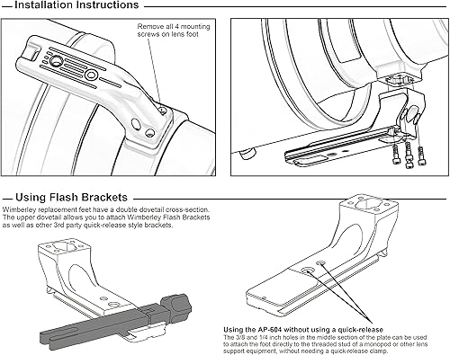 Miniatura 69 de Wimberley AP-616 - Pie de lente de repuesto para Sony 600 f4 GM OSS FE - Estilo Arca-Swiss - Fabricado en Estados Unidos