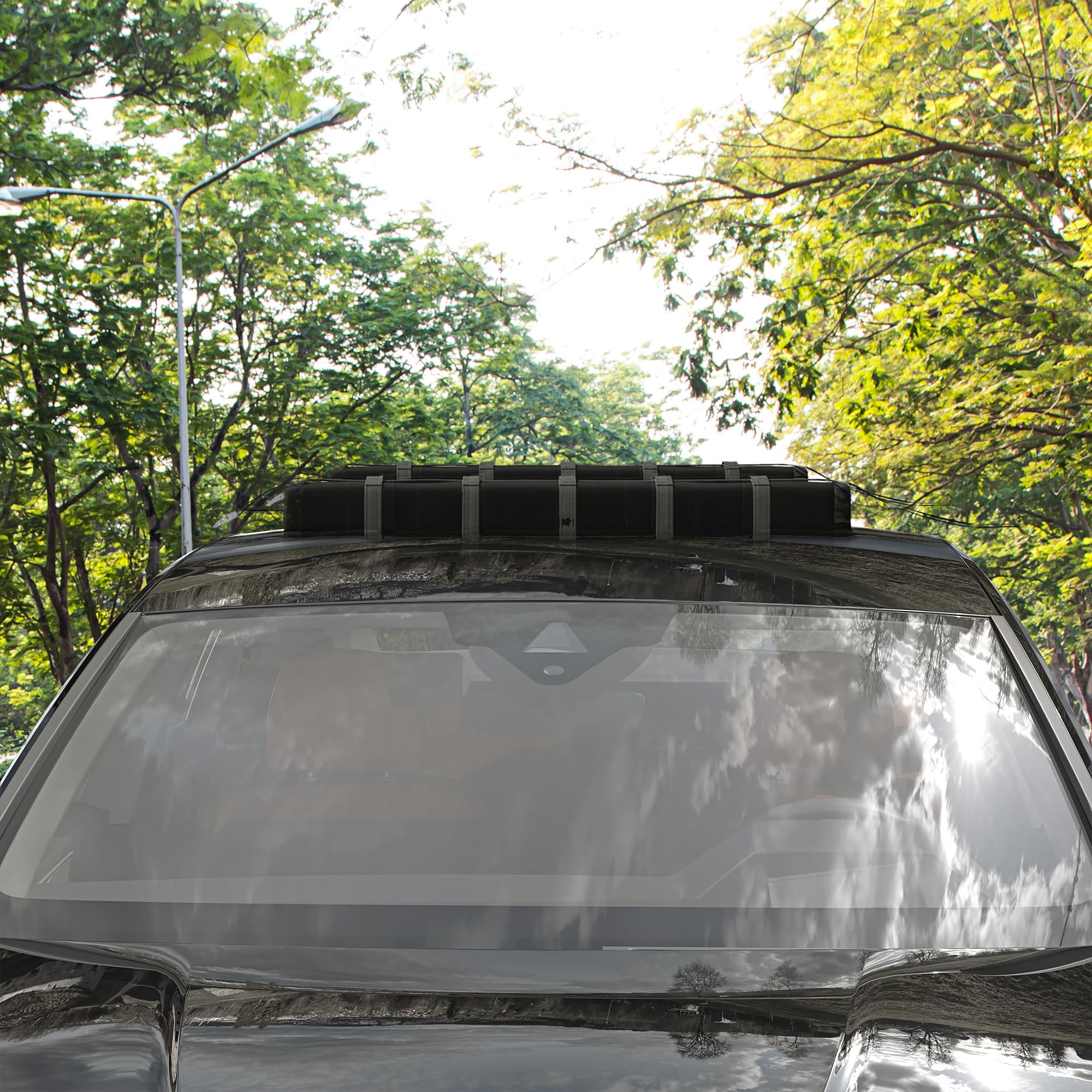 HOMCOM Barras de Transversales de Techo de Coche Baca para Coche Universal de 2 Piezas con Correas de Sujeción Cerradura Antirrobo y Llave Carga 75 kg 85x10x8 cm Negro
