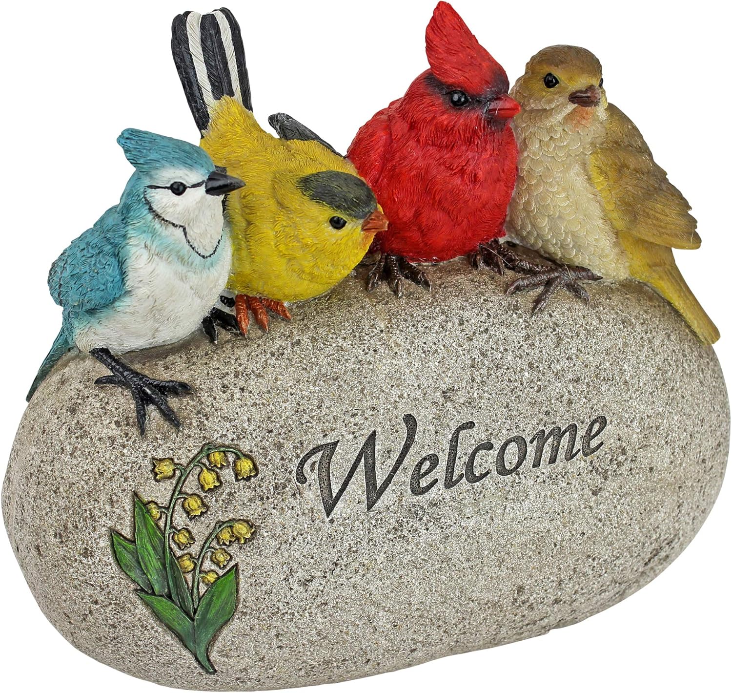 Design Toscano QM7512040 Birdy Welcome Garden Stone Statue, Medium, Full Color Finish