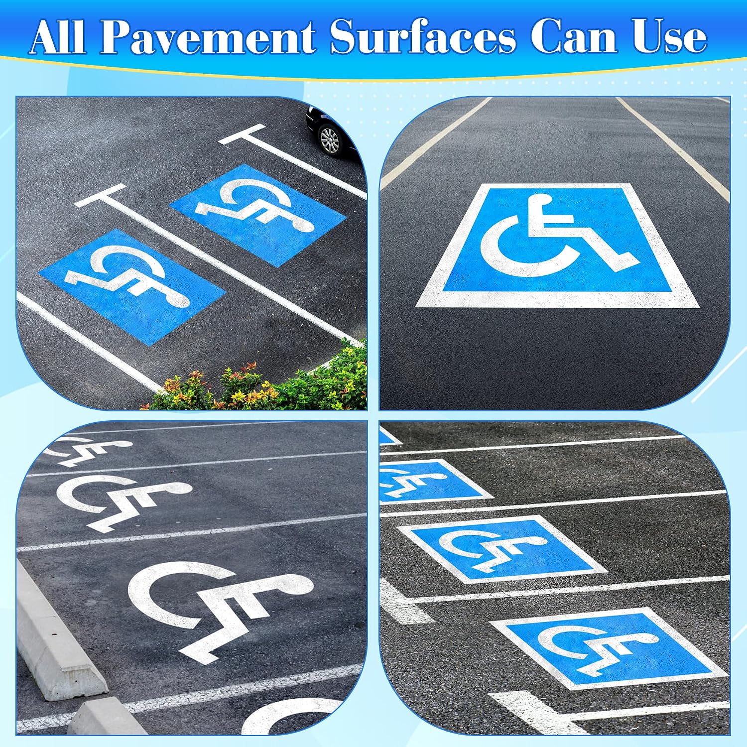 Luxiv Updated 36"x36" Handicap Parking Stencil with Tape, ADA Compliant Foldable Handicap Stencil for Parking Lot Waterproof High-Strength Fibers Silicone Disabled Painting Stencils for All Pavements