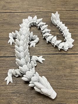 MunnyGrubbers - XL 26" Crystal Dragon Fidget Toy - Heavy Duty - 3D Printed Flexible Articulating Dragon Plastic Collectible Figurine - Surprise Egg Compatible - Marble Dragon