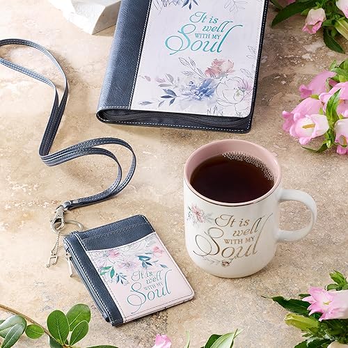 Miniatura 7 de Christian Art Gifts Taza de café de cerámica para mujer It is Well with My Soul - Canción inspiradora e himno, floral claro rosa y blanco, 14 onzas