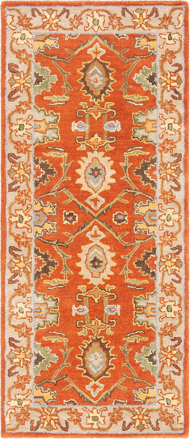 SAFAVIEH Heritage Collection Runner Rug - 2'3" x 12', Rust & Beige, Handmade Traditional Oriental Wool, Ideal for High Traffic Areas in Living Room, Bedroom (HG734D)
